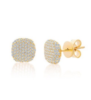 Mia Sarine Womens Cubic Zirconia Pave Cushion Post Earrings in Yellow Gold over Sterling Silver - C712LJIDS1L