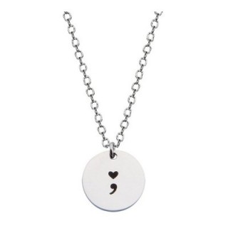 Heart Semicolon Necklace with Black Hand Stamped Symbol - CV12N1IHM0V