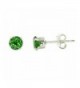 Sterling Silver Green 3mm Round Cubic Zirconia CZ Stud Earrings - CV115OX2LIJ