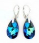 Sterling Silver 925 Made with Swarovski Crystals Blue-Green Leverback Earrings for Women - CV11LTRZ8BL