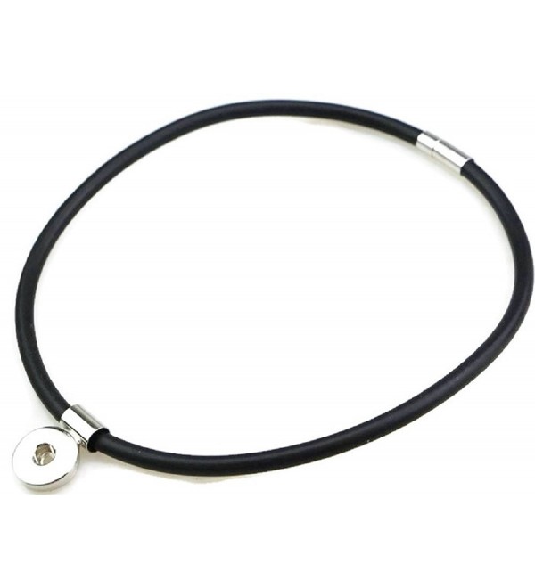 Black Silk Snap Button Charm Magnetic Necklace - C3185WDU64S