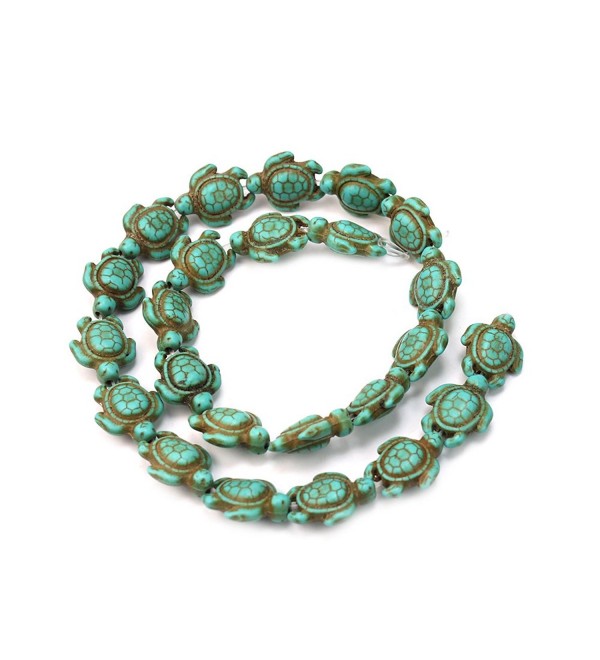 Fashion A Strand Turquoise Carved Turtle Shaped Spacer Charm Beads 14*18mm Blue - C611LBUHYH7