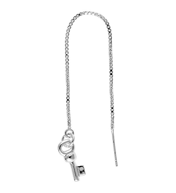 Sterling Silver Threader Earrings Key Dangle 4 1/2 inch long - CX111CZ91PJ