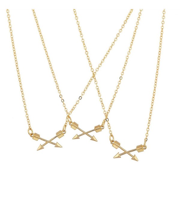 Lux Accessories BFF Best Friends Forever Triple Crossing Arrow Matching Necklace Set - CT120ISZSUH