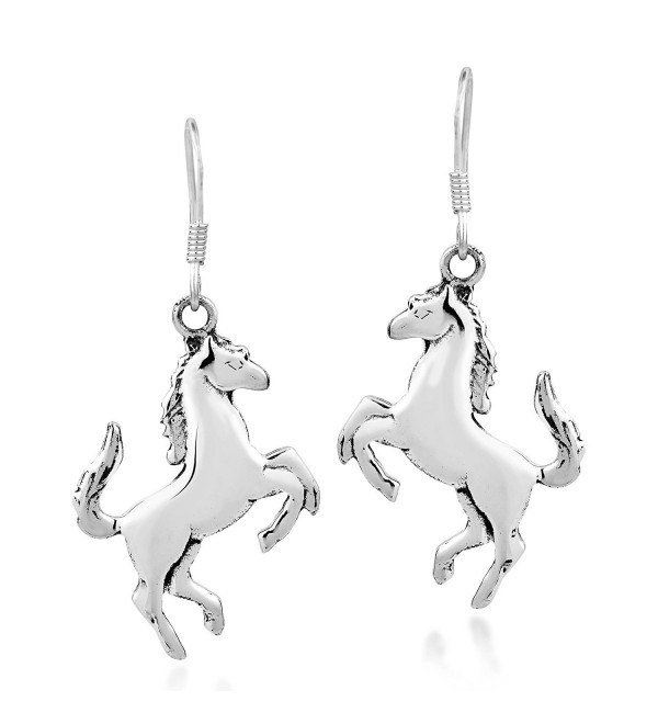 Prancing Equine Horse .925 Sterling Silver Dangle Earrings - CS12NEMW00X