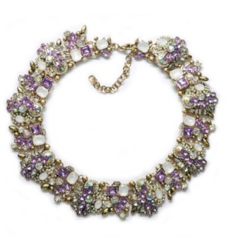 Houda Retro Elegant Rhinestone Jewelry Crystal Collar Choker Statement Bib Necklace - Purple - CK12JU66G2H