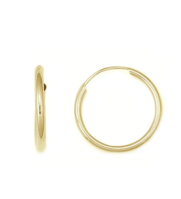 14K Solid Yellow Gold Hoops Endless Hoop Earrings 18mm - C211FQO7CZ3