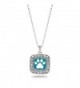 Pretty Paw Cat or Dog Print Charm Classic Silver Plated Square Crystal Necklace - C311MCHW0XL