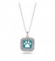 Pretty Paw Cat or Dog Print Charm Classic Silver Plated Square Crystal Necklace - C311MCHW0XL