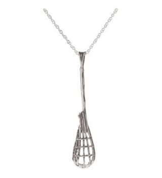 Sterling Silver Lacrosse Stick Pendant Necklace- 18" - CT12H8VGEVJ