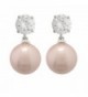 JanKuo Jewelry Rhodium Plated Pink Color Simulated Pearl with CZ Dangling Earrings - C8115J0TLFD