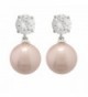 JanKuo Jewelry Rhodium Plated Pink Color Simulated Pearl with CZ Dangling Earrings - C8115J0TLFD
