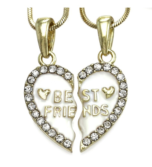 Best Friends Forever BFF Heart Necklace Two Pendant Women Engraved Letters - C211CKENKAH