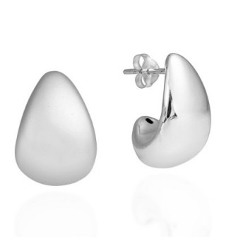 Modern Chunky Curve TearDrop .925 Sterling Silver Post Earrings - CT11AAK3UD9