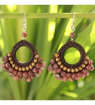 NOVICA Rhodonite Chandelier Earrings Sterling