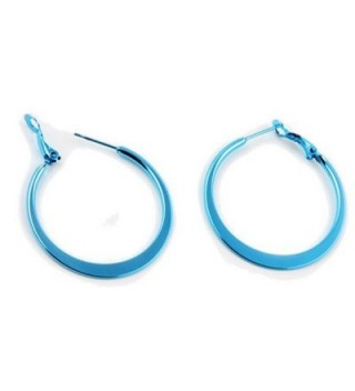 Set of Anodized Stainless Steel Star Hoop Earrings- Color: Blue - Height:44mm-thickness:2mm - CD115BRQMXD