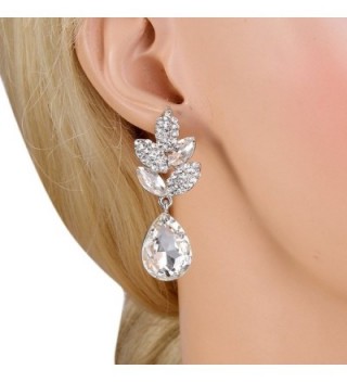 EVER FAITH Rhinestone Teardrop Silver Tone