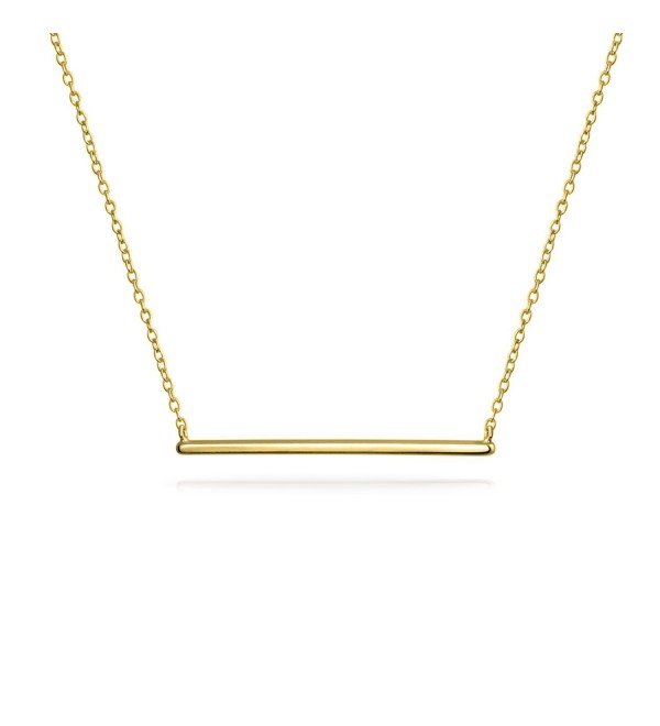 Bling Jewelry Modern Bar Pendant Gold Plated Necklace 16 Inches - CD12K5IJJ4V