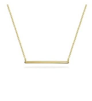 Bling Jewelry Modern Bar Pendant Gold Plated Necklace 16 Inches - CD12K5IJJ4V