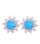 CiNily Rhodium Plated White Blue Pink Green Fire Opal Zircon Women Jewelry Gemstone Stud Earrings 12mm - Blue - CC17YH0WGYY