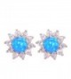 CiNily Rhodium Plated White Blue Pink Green Fire Opal Zircon Women Jewelry Gemstone Stud Earrings 12mm - Blue - CC17YH0WGYY