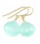 14k Gold Filled Chalcedony Earrings Soft Aqua Blue Green Faceted Heart Teardrops Dangles - CV11CWDHWAZ