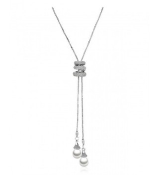 Shoopic Crystal Tassel Pearl Snowflake Pendant Necklace Long Sweater Necklace for Women Girls - pearl tassel - CN188O7OXSI