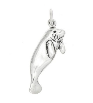 Sterling Silver Oxidized One Sided Manatee Sea Cow Charm - CN115ZMMSDR