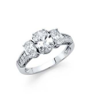 Wellingsale Ladies 925 Sterling Silver Polished Rhodium Wedding Engagement Ring - CH186MAMK9O