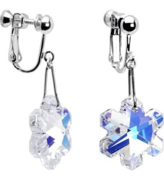 Body Candy Handcrafted Silver Plated Aurora Snowflake Clip Earrings Created with Swarovski Crystals - CO115FUE7ZV