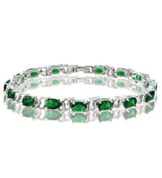 Simulated Emerald Plated Tennis Bracelet