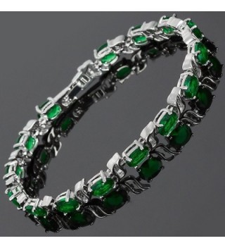 Simulated Emerald Plated Tennis Bracelet in Women's Tennis Bracelets
