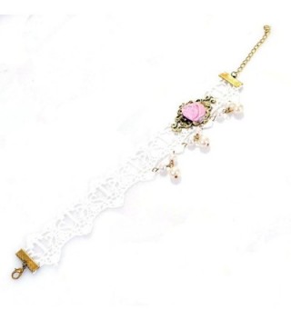 YAZILIND Romantic White Lace Pink Rose Alloy Anklets - C211LD07AM3