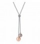 Caperci Double Dangling Pearl Y Shape Pendant Necklace for Women- 24'' - C612ERDZLHJ