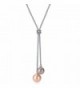 Caperci Double Dangling Pearl Y Shape Pendant Necklace for Women- 24'' - C612ERDZLHJ