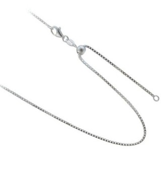 Adjustable 1.25mm Box Chain .925 Sterling Silver Necklace. 20- 24 Inches or Make it Shorter - C711U373C2Z