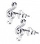 Stainless Steel Stud Earrings- 316L Silver Polish Fashion Jewelry for Women Men - A-2 Music Note - CL1867YS5MM