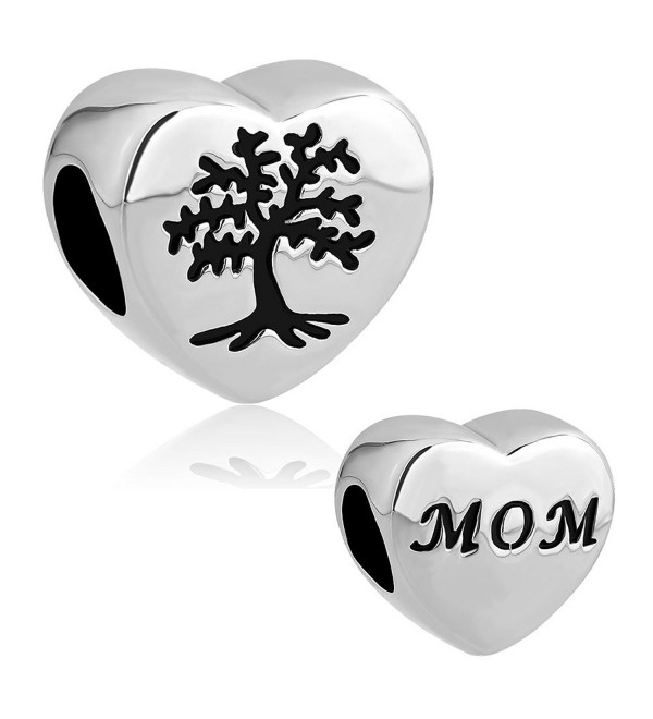 CandyCharms Heart Love Mom Tree of Life Stainless Steel Beads For Bracelets - CJ12O5NZUXM