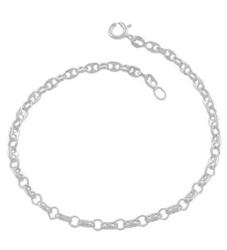 Sterling Silver 3.3-mm Alternate Puffed Mariner/ Rolo Link Bracelet (7.5 Inch) - CF118SPEBL5