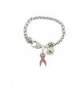 Custom Breast Cancer Awareness Bracelet Pink Ribbon Choose Initial Heart Charm - C912MY1CNHT