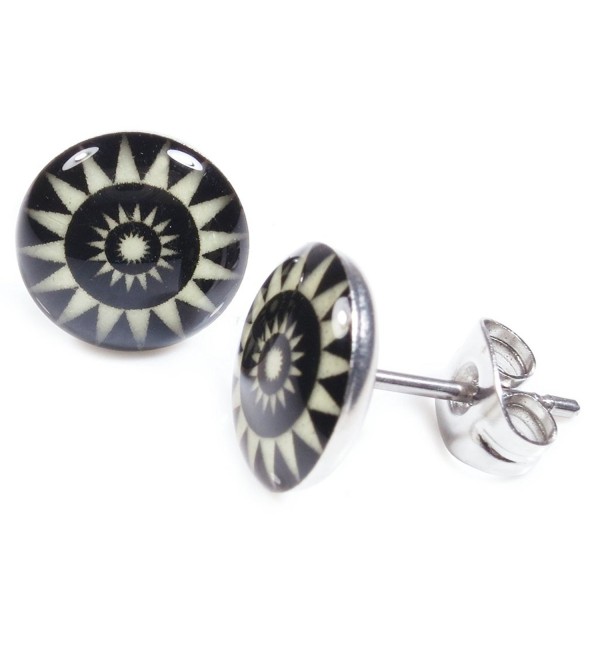 Pair Stainless Steel Glow In The Dark Sun Flower Post Stud Earrings - CK11DE853E5