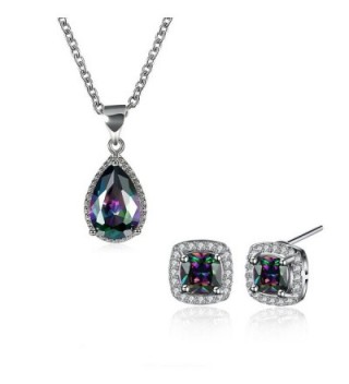 Multicolor Zirconia Earrings Pendant Necklace - Earrings and Necklace Set Style 2 - CT1899M6Z5D