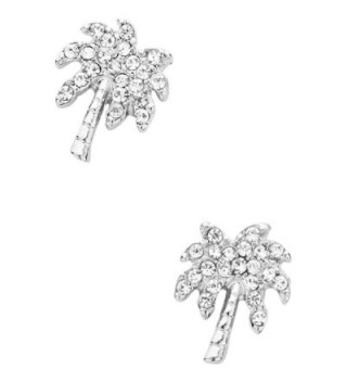 Liavys Tropical Palm Fashionable Earrings - Clear (Rhodium Plated) - C317XHUG8KX