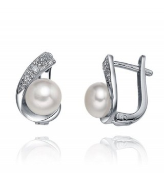 Sinya Exquisite Sterling Earrings Freshwater in Women's Hoop Earrings