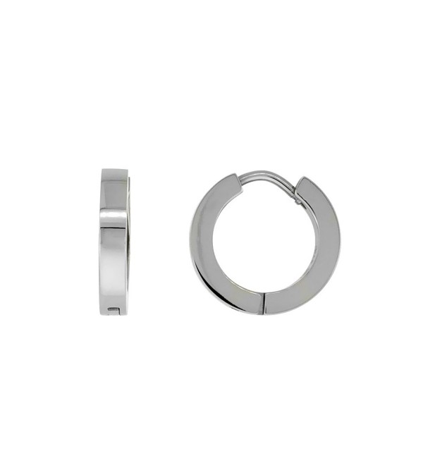 Stainless Steel Thin Plain Huggie Earrings Square Edge- 1/2 inch diameter - C7117UI0151