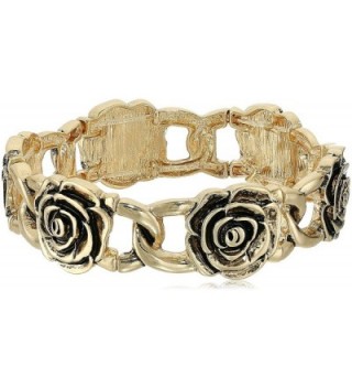 1928 Jewelry Rose Flower Stretch Bracelet - Gold - CJ17Z4YUS7H