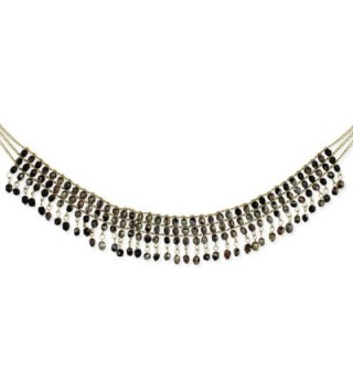 ZAD Iridescent Black Beaded Multi Row Elegant Statement Choker Collar Necklace- 14" - 16" - C0120QZQ81F