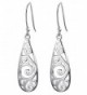 Bassion Sterling Silver Filigree Teardrop Earrings Fashion Dangle Drop Earrings for Women Girls - Silver-colored - C818985X249