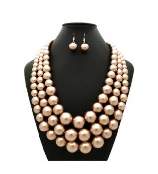 Simulated Multi Strand Statement Necklace Champagne