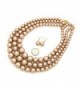 Simulated Multi Strand Statement Necklace Champagne in Women's Jewelry Sets